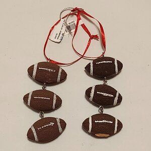 Football Hanging Ornament sports season or Christmas Tree 5 Three Pigskins resin